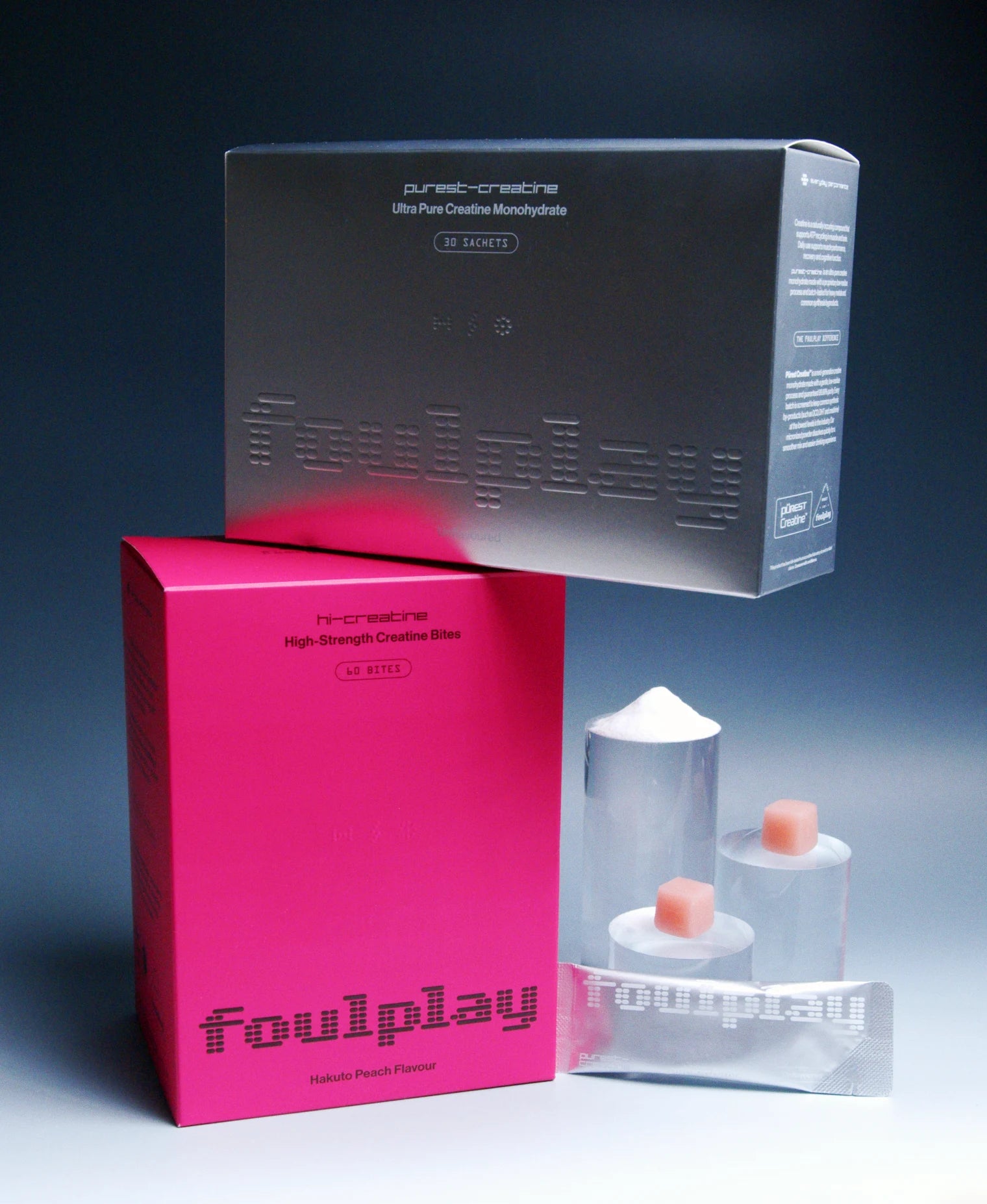 Hi-Creatine bites and Purest-Creatine sachets with their packaging